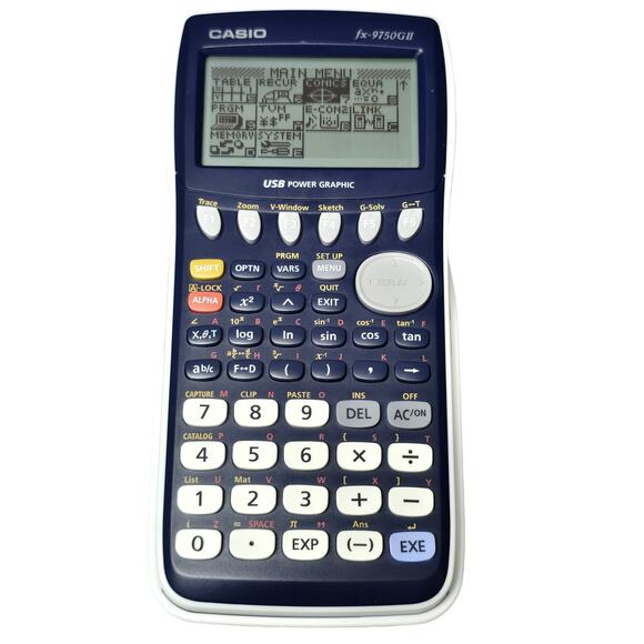 Casio FX - 9750GII Graphing Calculator Blue Front / White Back & Case - Picture 7 of 7
